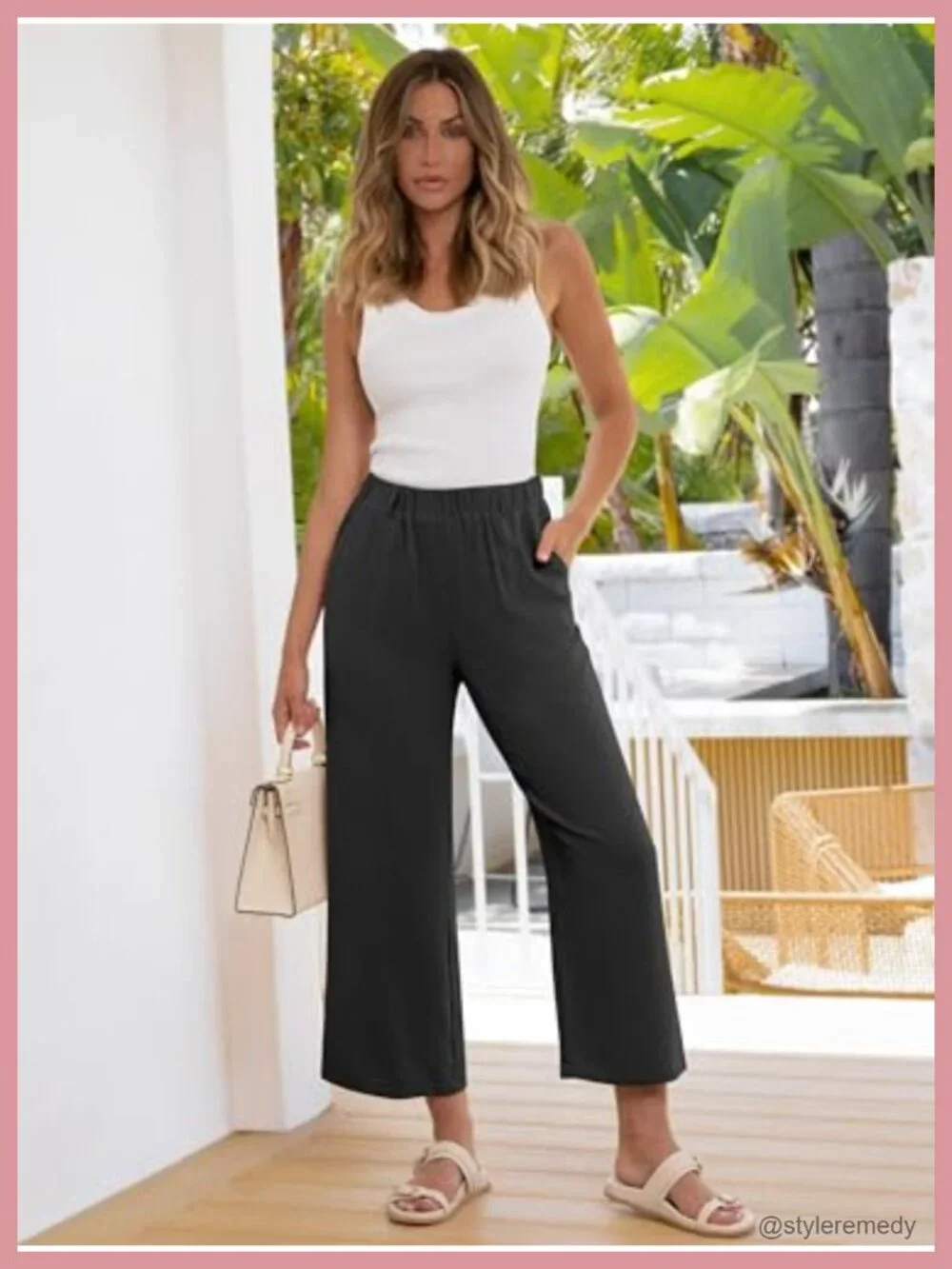 Women's Wide Leg Palazzo Pants, Lightweight Casual Pull-On with Pockets
